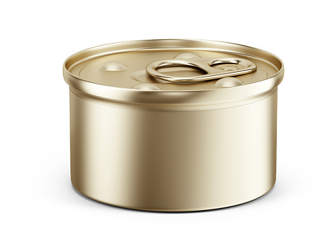 Pet food can on white background - Canned food for dogs, cats. Mockup template for your design