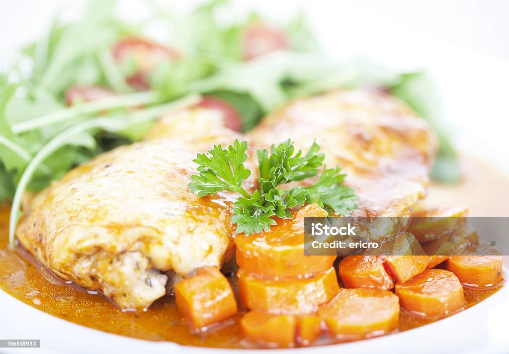 치킨 및 손금 식사 - 로열티 프리 건강한 식생활 스톡 사진