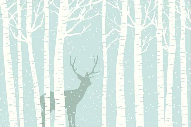 Vector illustration of Among the Birch