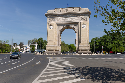 May 7, 2023 Bucharest Romania. Тhe triumphal arch in the capital of Romania.