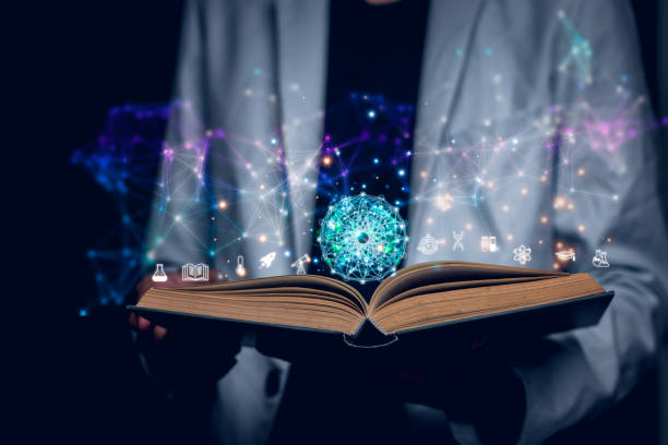 istock Teacher holding light bulb graduation hat, Internet education science course degree, study knowledge to creative thinking idea. E-learning graduate certificate program educational business concept. 1565208167