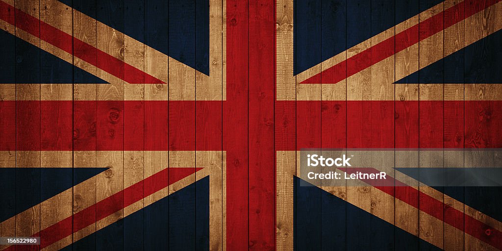 Flag - Great Britain Flag of Great Britain on wooden panels Antique Stock Photo