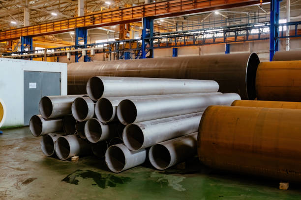 istock New steel pipes for pipeline construction in warehouse 1565235561