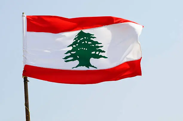 Flag of Lebanon and sky