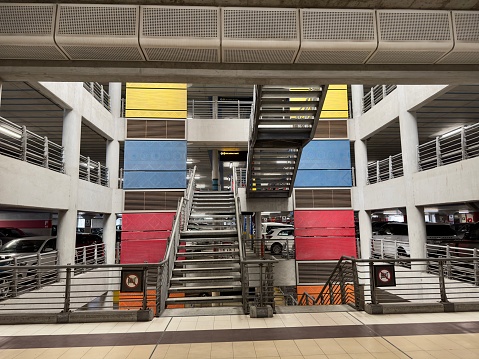 Staircase in public parking lot