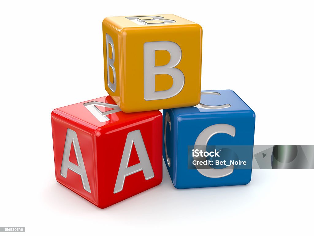 Alphabet. ABC-Blöcke cube - Lizenzfrei Drei Gegenstände Stock-Foto