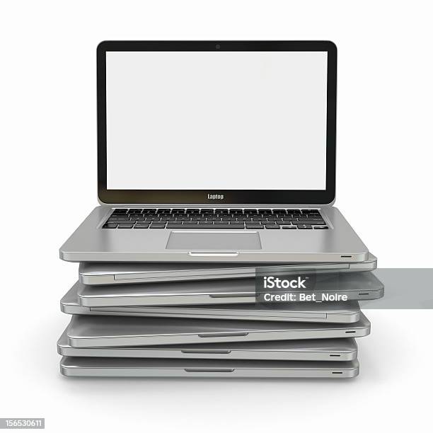 Куча Ноутбука 3 D — стоковые фотографии и другие картинки Сложенное стопкой - Сложенное стопкой, Ноутбук, Куча