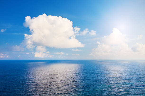 istock Beautiful sea and clouds sky with sun 156530897