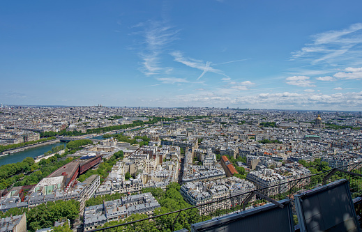 France, Paris, 6 JULY 2023 View across Paris from The Eiffel Tower