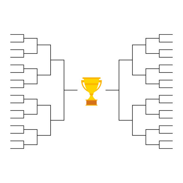 istock Set of Bracket sport tournament, blank elimination event sign, playoff match vector illustration 1565366337
