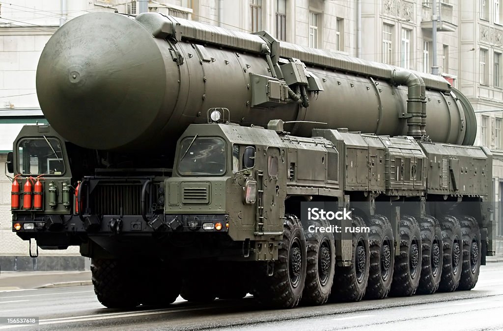 Russian nuclear missile Topol-M, Moscow, Russia Russian nuclear missile "Topol-M" in military parade, Moscow, Russia Nuclear Weapon Stock Photo