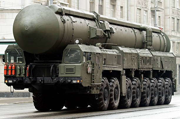 Russian nuclear missile Topol-M, Moscow, Russia Russian nuclear missile "Topol-M" in military parade, Moscow, Russia russian military photos stock pictures, royalty-free photos & images