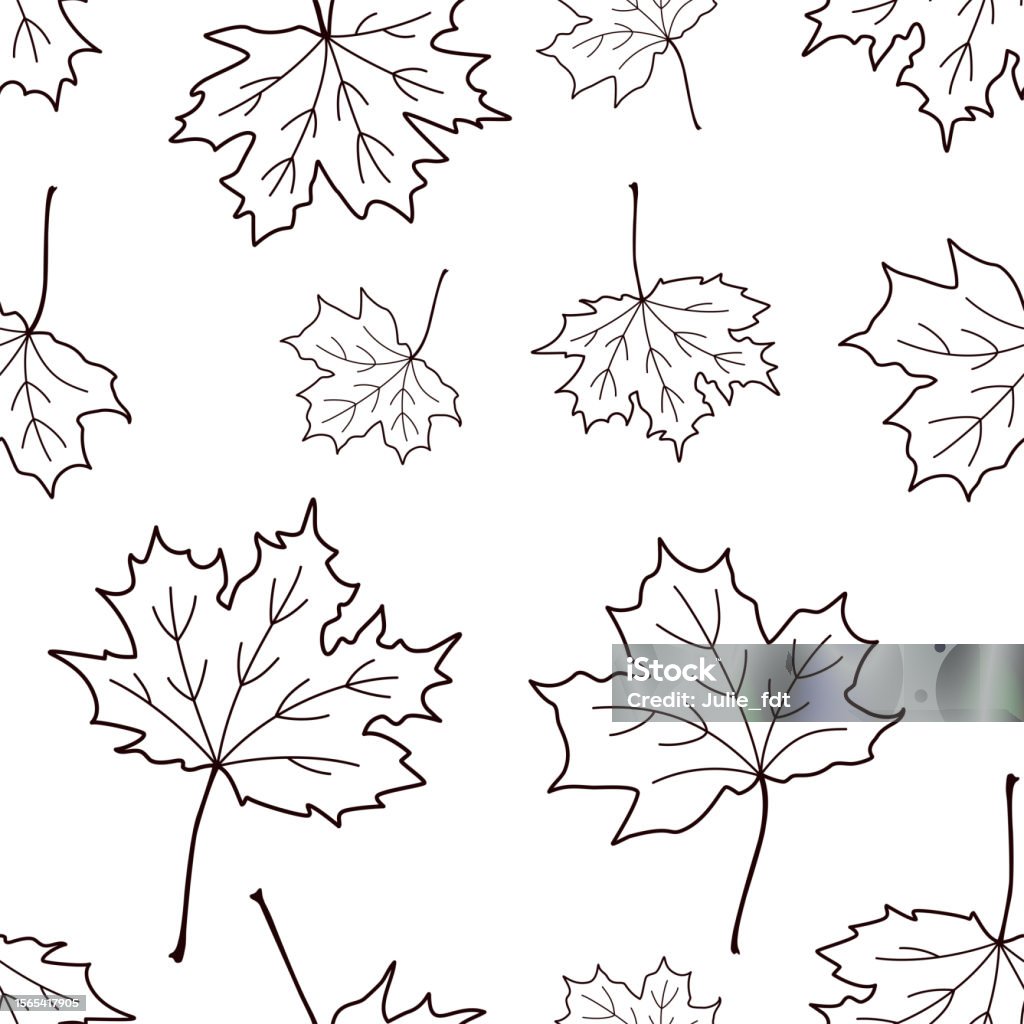 Automn Background Pattern Vector Maple Line Style Leaves Seamless ...