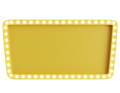3d render of yellow billboard with light bulb,with isolated background.