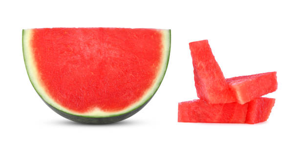 istock Slices of watermelon isolated on white 1565473517