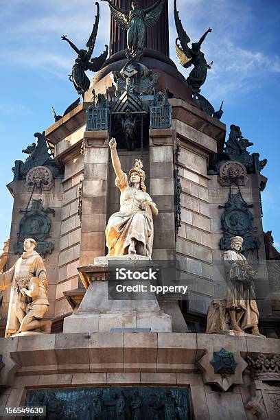 Monumento Di Cristoforo Colombo Victory Statuto Barcellona Spagna - Fotografie stock e altre immagini di Ambientazione esterna