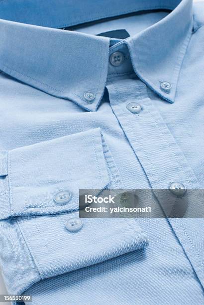 Camisa Azul - Fotografias de stock e mais imagens de Algodão - Algodão, Azul, Botão - Artigo de costura