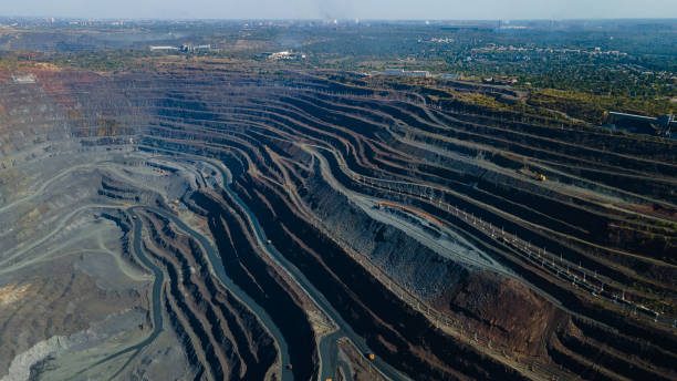istock Huge iron ore quarry iron ore quarry top view Aero photo shoot. 1565514998