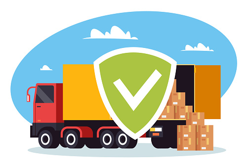 Truck moving delivery car services concept. Vector graphic design