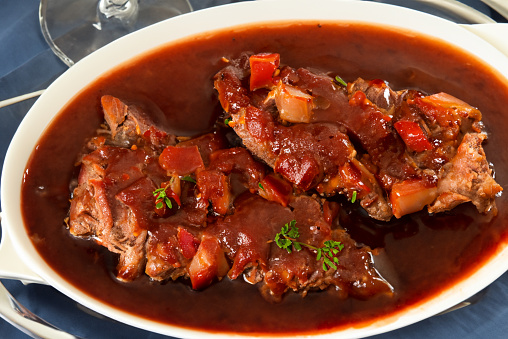 braised in Barolo is a typical Piedmontese recipe; it is a stew cooked for a long time in the homonymous wine.
