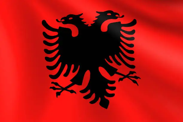 Vector illustration of Flag of Albania. Albanian Flag. Vector Flag Background. Stock Illustration