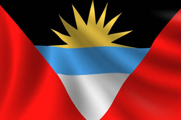 Vector illustration of Flag of Antigua and Barbuda. Antiguan and Barbudan Flag. Vector Flag Background. Stock Illustration