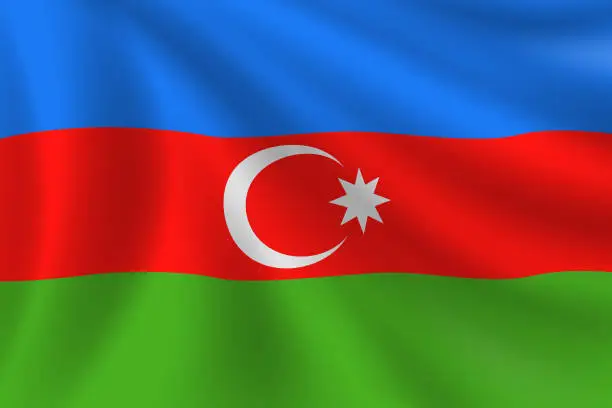 Vector illustration of Flag of Azerbaijan. Azerbaijani Flag. Vector Flag Background. Stock Illustration