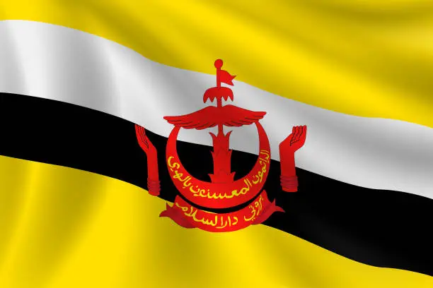 Vector illustration of Flag of Brunei. Brunei Flag. Vector Flag Background. Stock Illustration