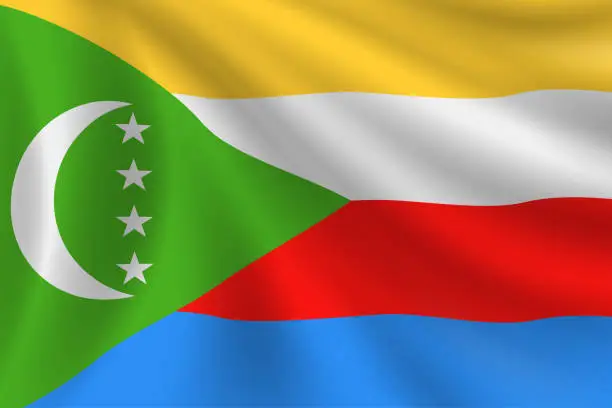 Vector illustration of Flag of Comoros. Comorian Flag. Vector Flag Background. Stock Illustration
