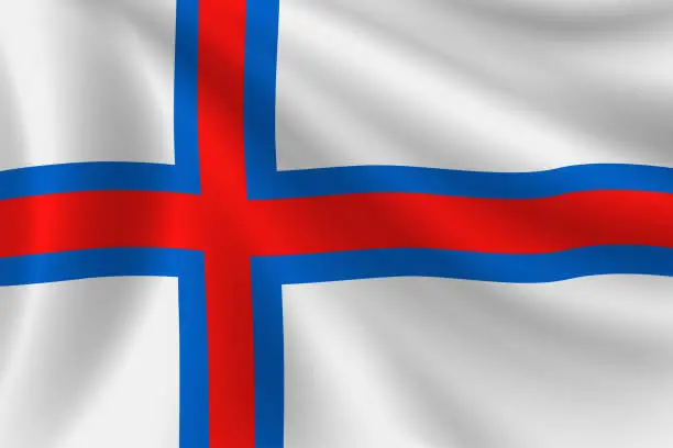 Vector illustration of Flag of Faroe Islands. Faroese Flag. Vector Flag Background. Stock Illustration