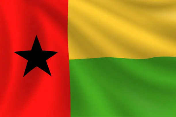 Vector illustration of Flag of Guinea-Bissau. Guinean Flag. Vector Flag Background. Stock Illustration