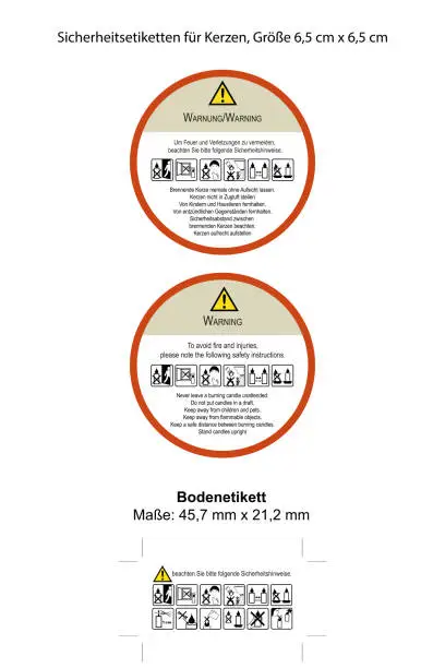 Vector illustration of Security labels and bottom label with icons for candles.