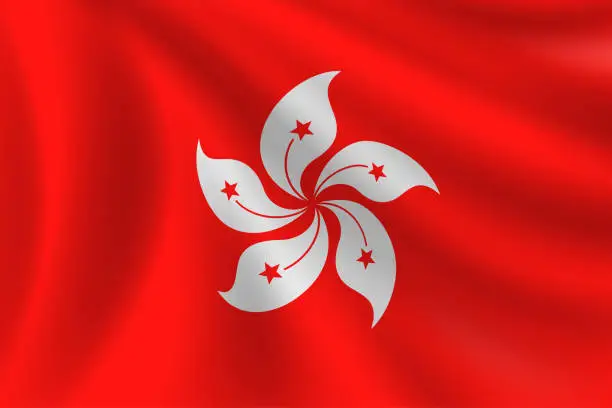 Vector illustration of Flag of Hong Kong. Hong Kong Flag. Vector Flag Background. Stock Illustration