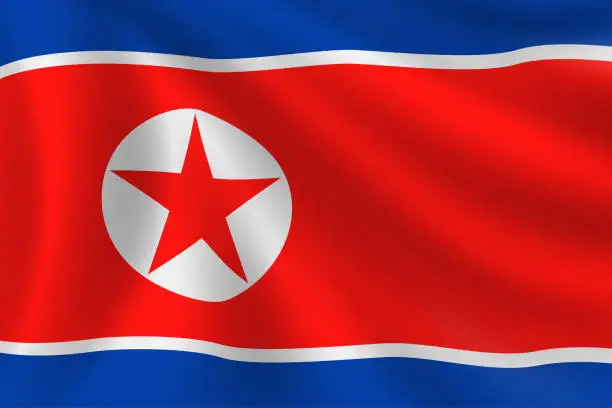 Vector illustration of Flag of North Korea. North Korean Flag. Vector Flag Background. Stock Illustration