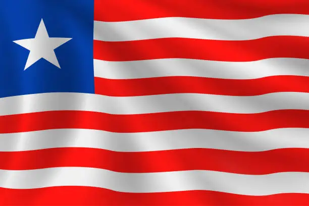 Vector illustration of Flag of Liberia. Liberian Flag. Vector Flag Background. Stock Illustration
