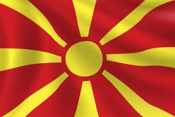 Vector illustration of Flag of North Macedonia. North Macedonian Flag. Vector Flag Background. Stock Illustration