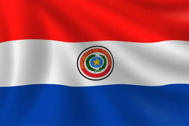 Vector illustration of Flag of Paraguay. Paraguayan Flag. Vector Flag Background. Stock Illustration