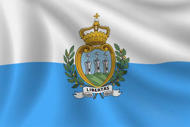 Vector illustration of Flag of San Marino. Vector Flag Background. Stock Illustration