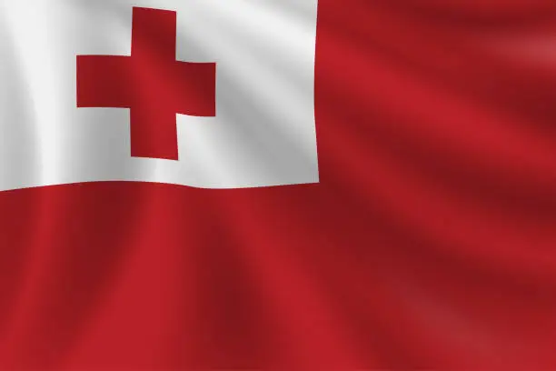 Vector illustration of Flag of Tonga. Tongan Flag. Vector Flag Background. Stock Illustration