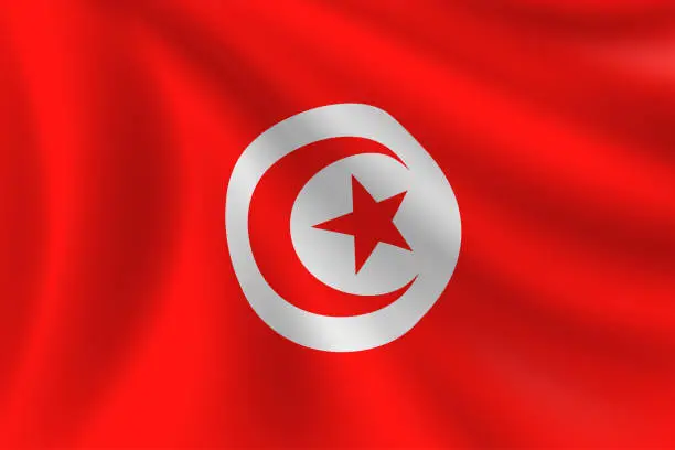 Vector illustration of Flag of Tunisia. Tunisian Flag. Vector Flag Background. Stock Illustration