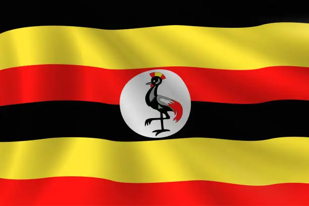 Vector illustration of Flag of Uganda. Ugandan Flag. Vector Flag Background. Stock Illustration