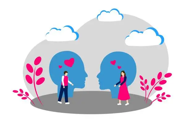 Vector illustration of Man and woman fall in love