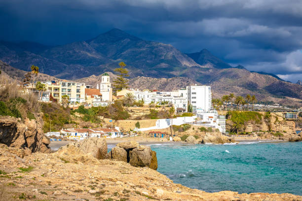 istock Idyllic Nerja coastline and beach view 1565796856