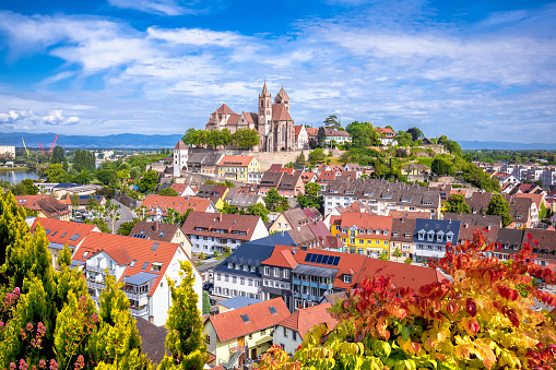 Historic town of Breisach cathedral and rooftops view, Baden-Württemberg region of Germany