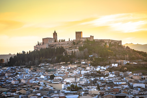 Scenic white village of Alcala la Real near Granada sunset view, Andalusia region of Spain