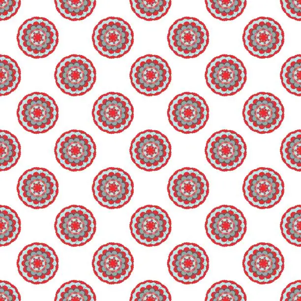 Vector illustration of Colorful glaze seamless pattern of mandalas.