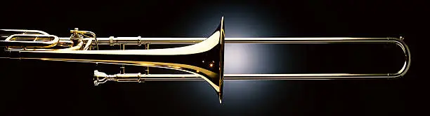 Close-up of a Trombone on Dark Background