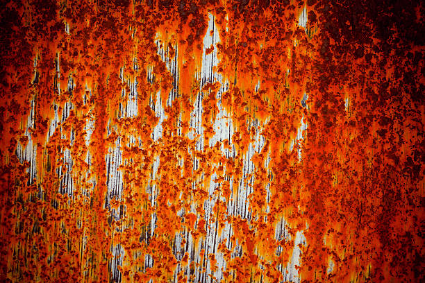 grunge wand texturen - metal rust fungus paint cracked stock-fotos und bilder