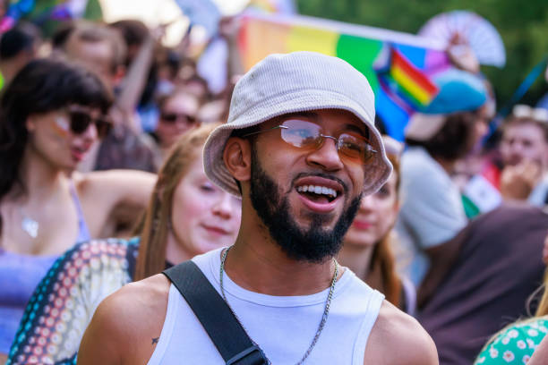 Berlin, Germany July 23 2023: People dances at the Christopher Street Day. The Berlin Pride Celebration is a pride parade  to celebrate the lesbian, gay, bisexual, transgender and queer (LGBTQ+) people and their allies.