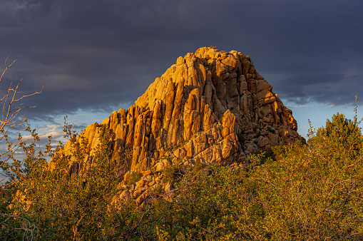 Golden Granite Mountain Cliff at the Granite Dells, in Prescott, Arizona